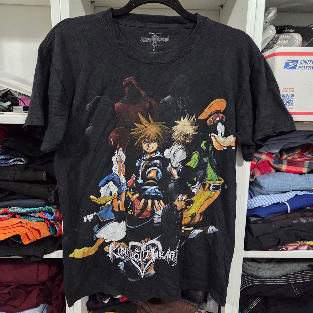 Disney Kingdom Hearts promo Graphic T-Shirt Mens Small Black